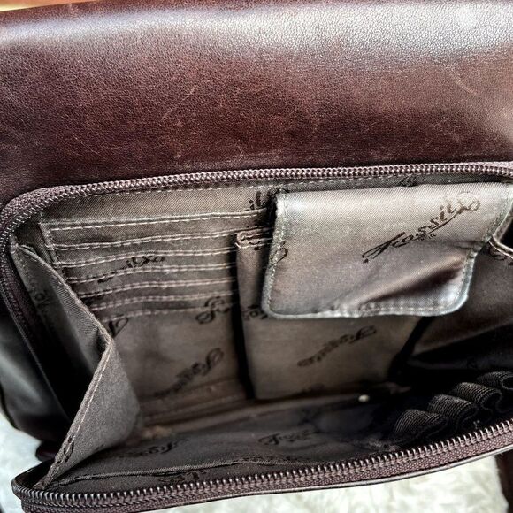 Vintage Fossil Brown Leather Crossbody Bag 75082 - Picture 5 of 10